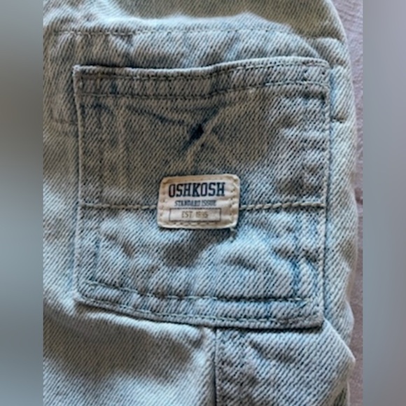 Vintage OshKosh B'gosh Carpenter Shorts Toddler Boys 2T Light Wash Snap Button - Picture 9 of 11
